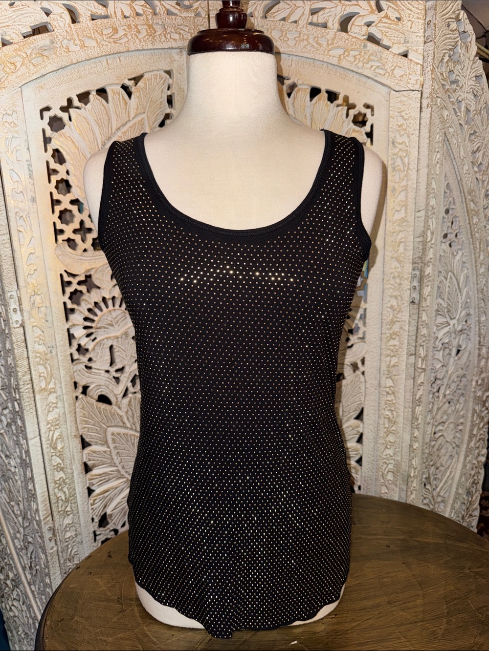 Calvin Klein Black Studded Scoop Neck Tank